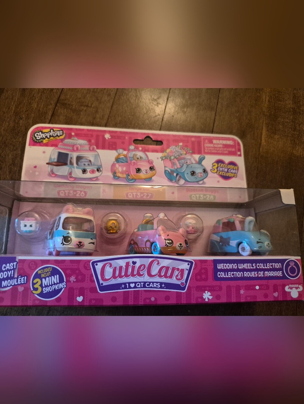 Shopkins Cutie Cars Wedding Wheels Set - Pink Blue Ringo Blossom Wagon New